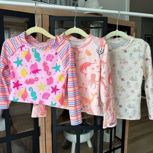 Lot of 3 Swimsuit top rashguards toddler girl ocean animals h&m mermaids